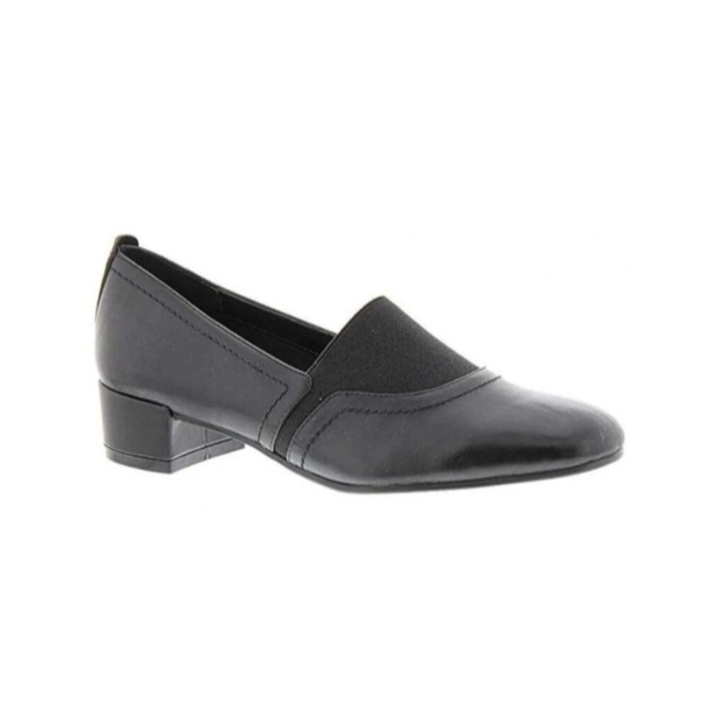 David Tate Womens Size 9 Black Leather Upper Slip-On Loafers Shoes Block Heel